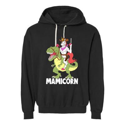 Mamicorn Mami Unicorn Riding Trex Dinosaur Mom Mama Cow Gift Garment-Dyed Fleece Hoodie