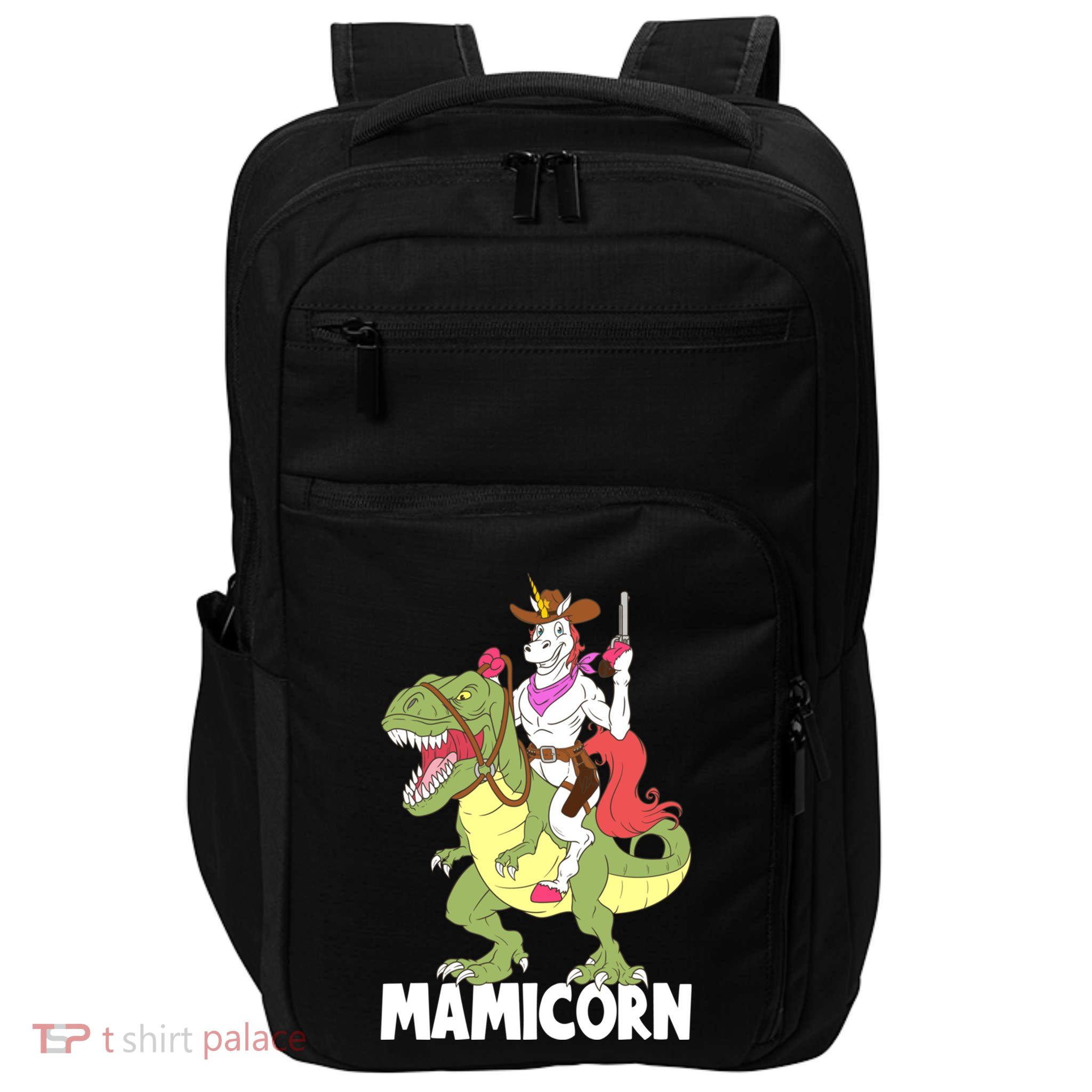 Mamicorn Mami Unicorn Riding Trex Dinosaur Mom Mama Cow Gift Impact Tech Backpack