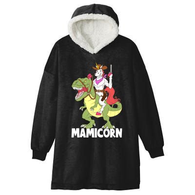 Mamicorn Mami Unicorn Riding Trex Dinosaur Mom Mama Cow Gift Hooded Wearable Blanket