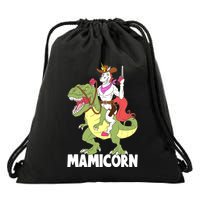 Mamicorn Mami Unicorn Riding Trex Dinosaur Mom Mama Cow Gift Drawstring Bag