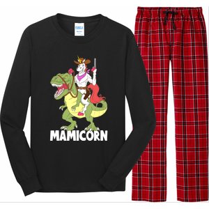 Mamicorn Mami Unicorn Riding Trex Dinosaur Mom Mama Cow Gift Long Sleeve Pajama Set