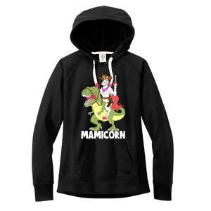 Mamicorn Mami Unicorn Riding Trex Dinosaur Mom Mama Cow Gift Women's Fleece Hoodie