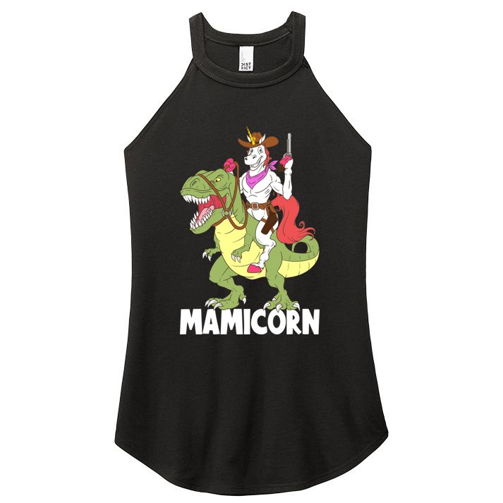 Mamicorn Mami Unicorn Riding Trex Dinosaur Mom Mama Cow Gift Women's Perfect Tri Rocker Tank