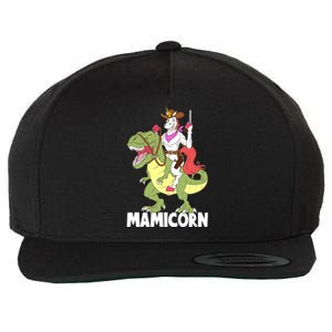 Mamicorn Mami Unicorn Riding Trex Dinosaur Mom Mama Cow Gift Wool Snapback Cap