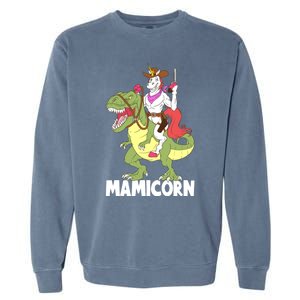 Mamicorn Mami Unicorn Riding Trex Dinosaur Mom Mama Cow Gift Garment-Dyed Sweatshirt