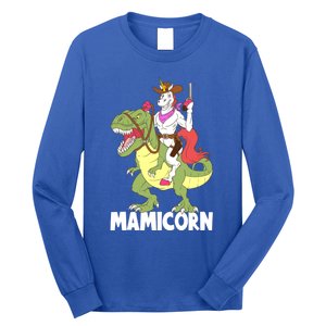 Mamicorn Mami Unicorn Riding Trex Dinosaur Mom Mama Cow Gift Long Sleeve Shirt