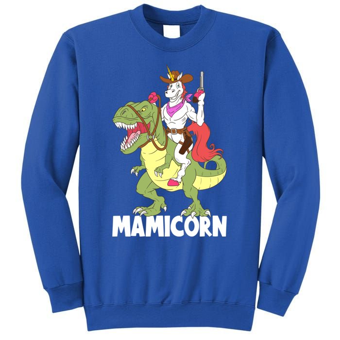 Mamicorn Mami Unicorn Riding Trex Dinosaur Mom Mama Cow Gift Sweatshirt