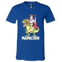 Mamicorn Mami Unicorn Riding Trex Dinosaur Mom Mama Cow Gift V-Neck T-Shirt