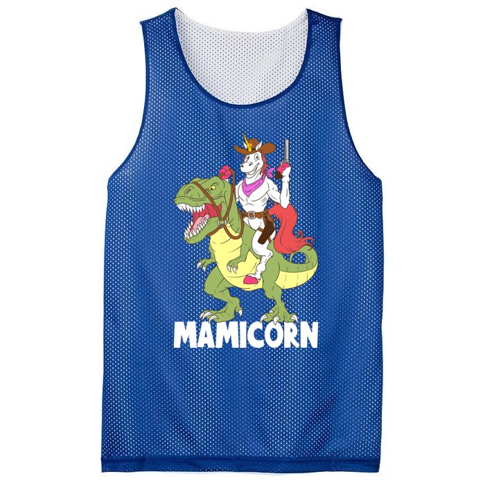 Mamicorn Mami Unicorn Riding Trex Dinosaur Mom Mama Cow Gift Mesh Reversible Basketball Jersey Tank