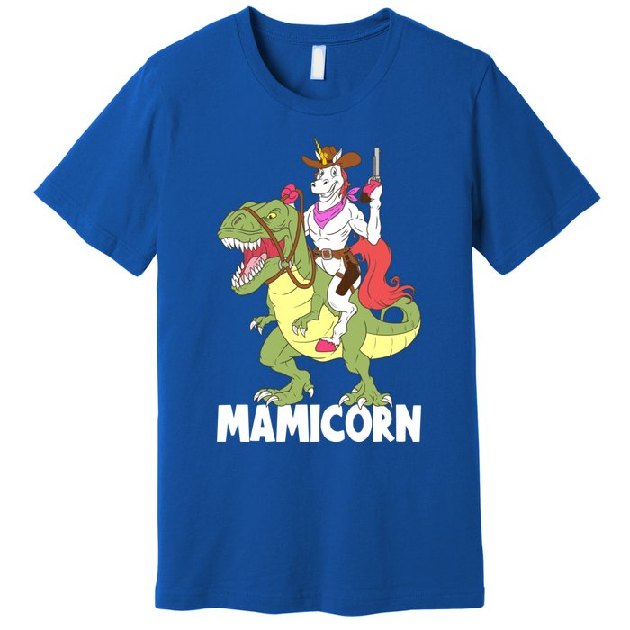 Mamicorn Mami Unicorn Riding Trex Dinosaur Mom Mama Cow Gift Premium T-Shirt