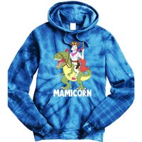 Mamicorn Mami Unicorn Riding Trex Dinosaur Mom Mama Cow Gift Tie Dye Hoodie