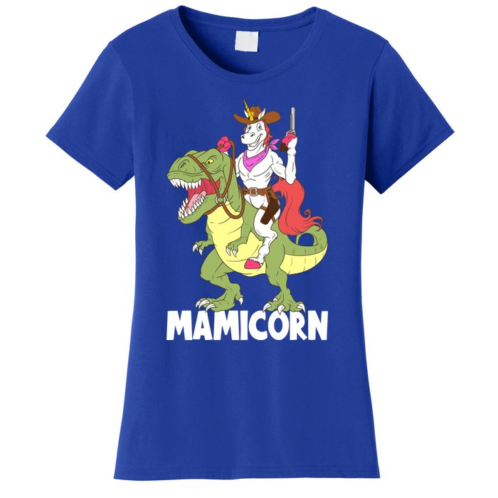 Mamicorn Mami Unicorn Riding Trex Dinosaur Mom Mama Cow Gift Women's T-Shirt