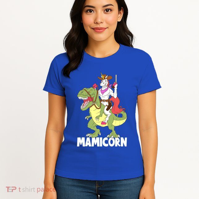 Mamicorn Mami Unicorn Riding Trex Dinosaur Mom Mama Cow Gift Womens T-Shirt