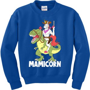 Mamicorn Mami Unicorn Riding Trex Dinosaur Mom Mama Cow Gift Kids Sweatshirt