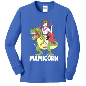 Mamicorn Mami Unicorn Riding Trex Dinosaur Mom Mama Cow Gift Kids Long Sleeve Shirt