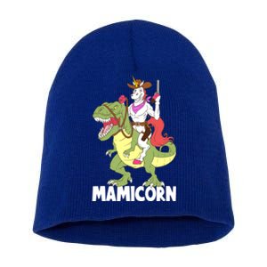 Mamicorn Mami Unicorn Riding Trex Dinosaur Mom Mama Cow Gift Short Acrylic Beanie