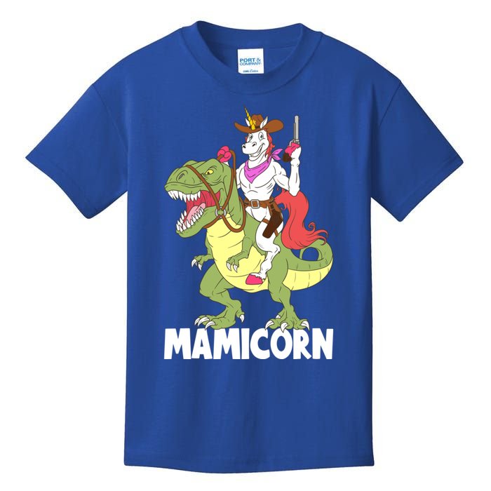 Mamicorn Mami Unicorn Riding Trex Dinosaur Mom Mama Cow Gift Kids T-Shirt