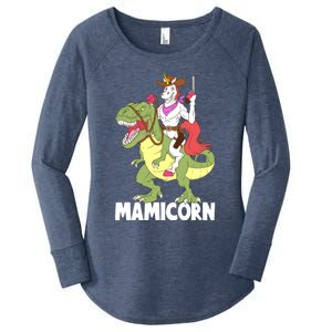 Mamicorn Mami Unicorn Riding Trex Dinosaur Mom Mama Cow Gift Women's Perfect Tri Tunic Long Sleeve Shirt