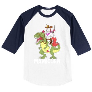 Mamicorn Mami Unicorn Riding Trex Dinosaur Mom Mama Cow Gift Baseball Sleeve Shirt