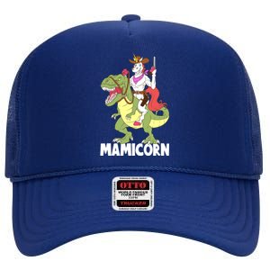 Mamicorn Mami Unicorn Riding Trex Dinosaur Mom Mama Cow Gift High Crown Mesh Back Trucker Hat