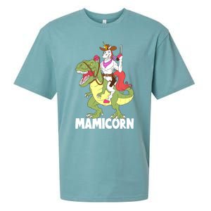 Mamicorn Mami Unicorn Riding Trex Dinosaur Mom Mama Cow Gift Sueded Cloud Jersey T-Shirt