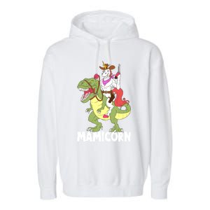 Mamicorn Mami Unicorn Riding Trex Dinosaur Mom Mama Cow Gift Garment-Dyed Fleece Hoodie