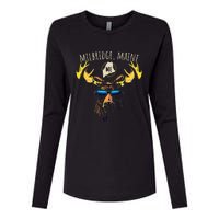 Milbridge Maine Usa Moose Wearing Sunglasses Design Womens Cotton Relaxed Long Sleeve T-Shirt