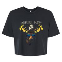 Milbridge Maine Usa Moose Wearing Sunglasses Design Bella+Canvas Jersey Crop Tee