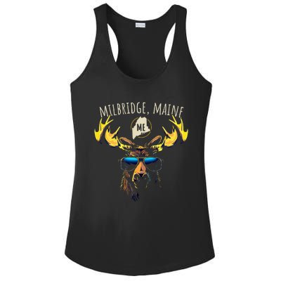 Milbridge Maine Usa Moose Wearing Sunglasses Design Ladies PosiCharge Competitor Racerback Tank