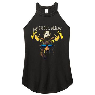 Milbridge Maine Usa Moose Wearing Sunglasses Design Women's Perfect Tri Rocker Tank