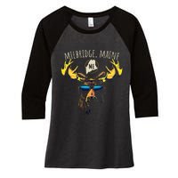 Milbridge Maine Usa Moose Wearing Sunglasses Design Women's Tri-Blend 3/4-Sleeve Raglan Shirt