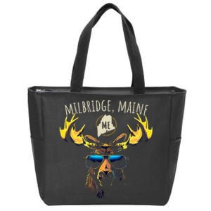 Milbridge Maine Usa Moose Wearing Sunglasses Design Zip Tote Bag