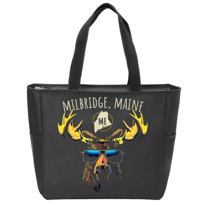 Milbridge Maine Usa Moose Wearing Sunglasses Design Zip Tote Bag