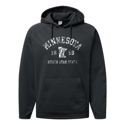 Minnesota Mn Vintage Sports Design Minnesotan Performance Fleece Hoodie