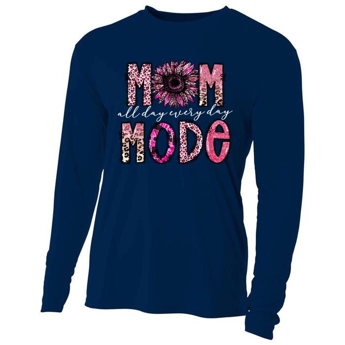 Mom Mode Vintage All Day Western Leopard Mom Mother Day Cooling Performance Long Sleeve Crew