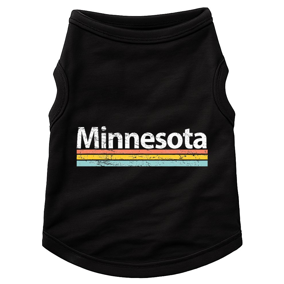 Minnesota Mn Vintage Worn Design Retro Stripes Classic Doggie Tank