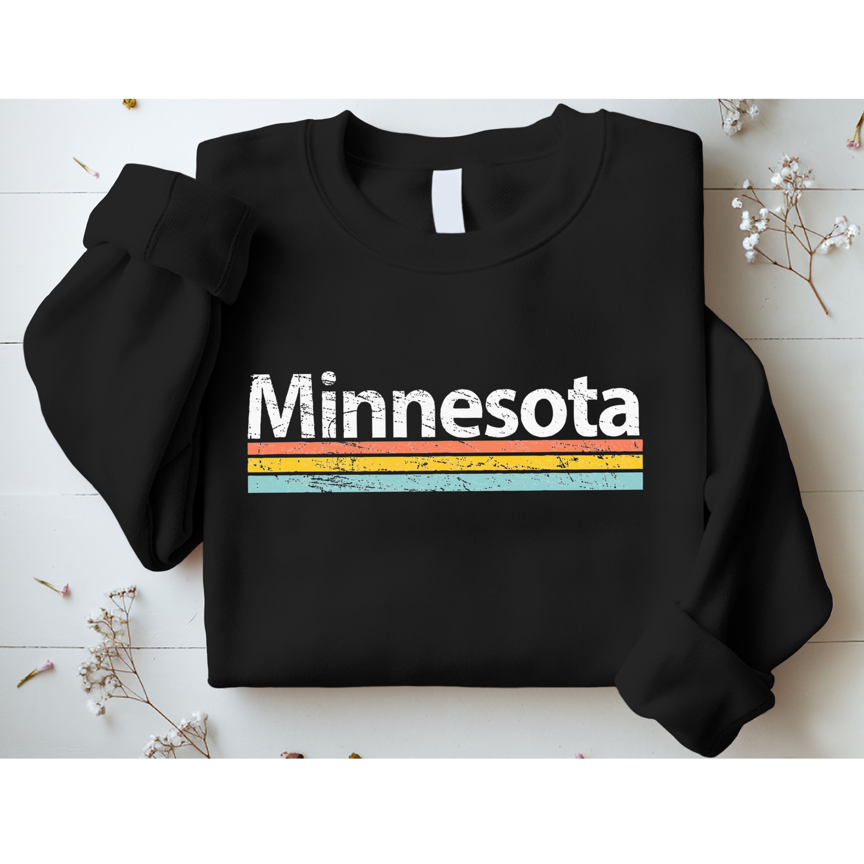Minnesota Mn Vintage Worn Design Retro Stripes Classic Sweatshirt