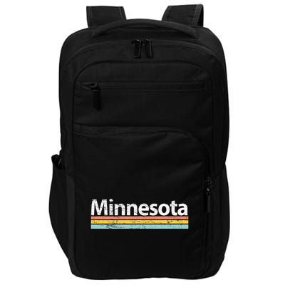 Minnesota Mn Vintage Worn Design Retro Stripes Classic Impact Tech Backpack