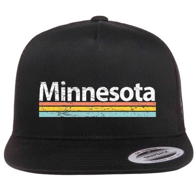 Minnesota Mn Vintage Worn Design Retro Stripes Classic Flatbill Hat