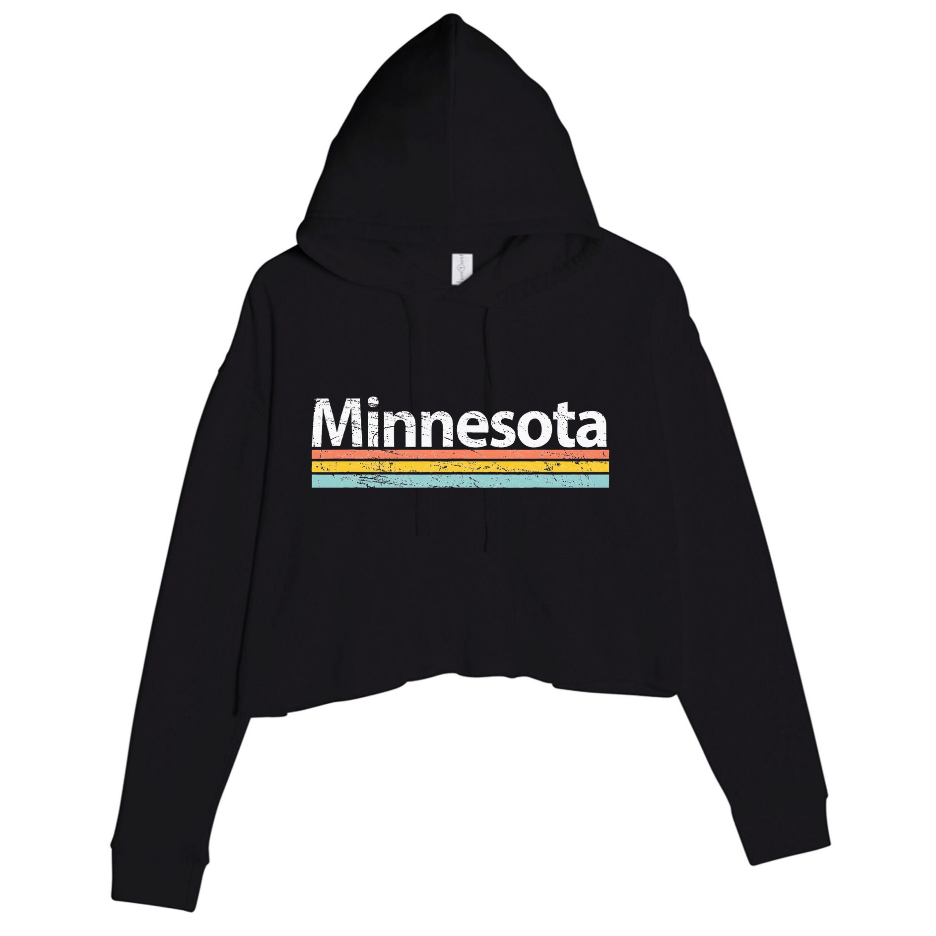 Minnesota Mn Vintage Worn Design Retro Stripes Classic Crop Fleece Hoodie