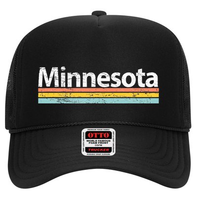 Minnesota Mn Vintage Worn Design Retro Stripes Classic Trucker Hat