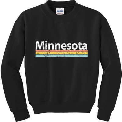 Minnesota Mn Vintage Worn Design Retro Stripes Classic Kids Sweatshirt