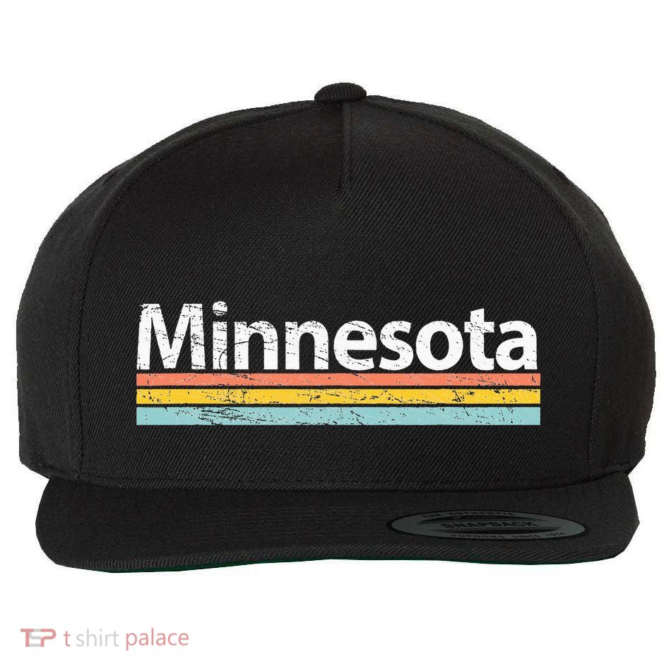 Minnesota Mn Vintage Worn Design Retro Stripes Classic Wool Snapback Cap