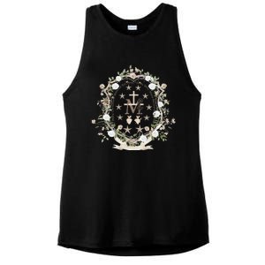 Marian Medal Virgin Mary Marian Cross Ladies PosiCharge Tri-Blend Wicking Tank