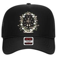 Marian Medal Virgin Mary Marian Cross High Crown Mesh Back Trucker Hat