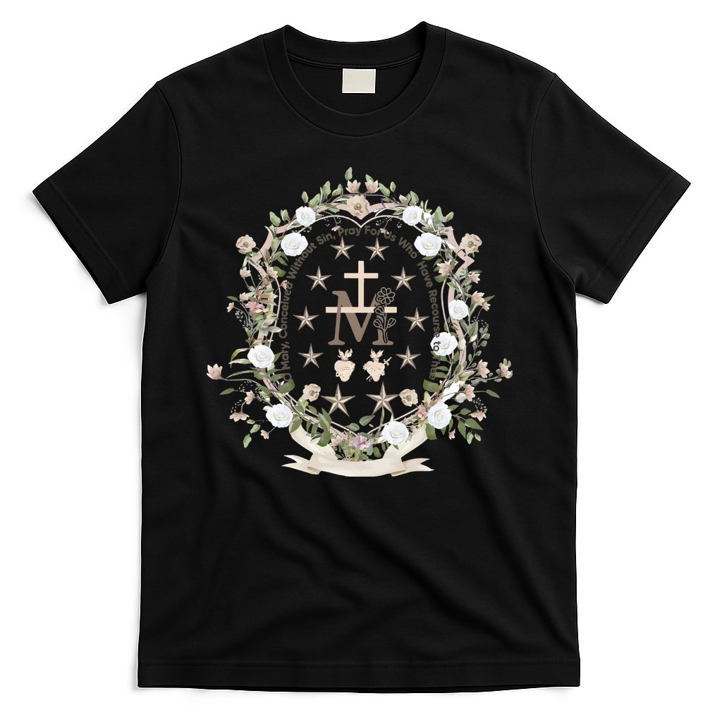 Marian Medal Virgin Mary Marian Cross T-Shirt