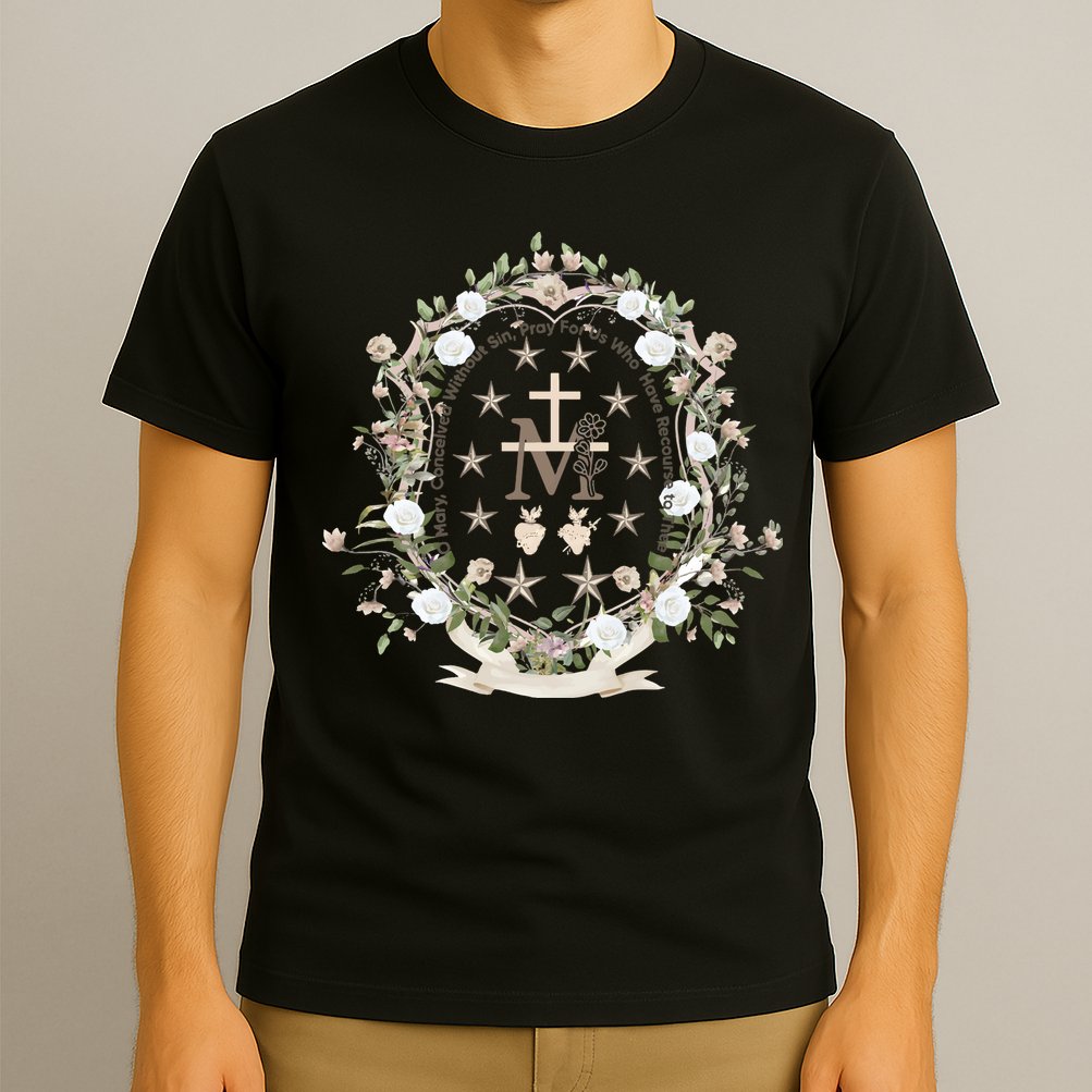 Marian Medal Virgin Mary Marian Cross T-Shirt