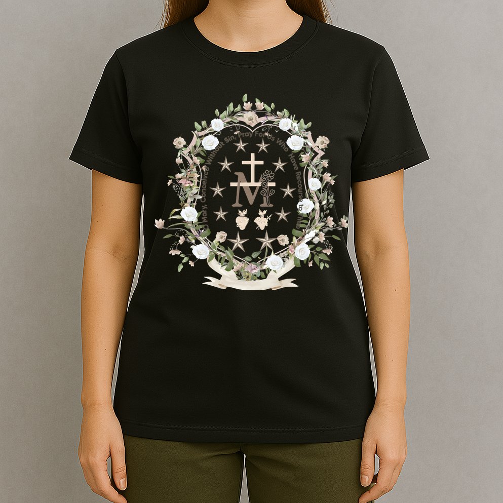 Marian Medal Virgin Mary Marian Cross T-Shirt