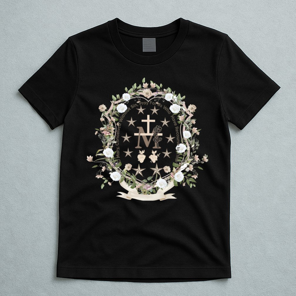 Marian Medal Virgin Mary Marian Cross T-Shirt