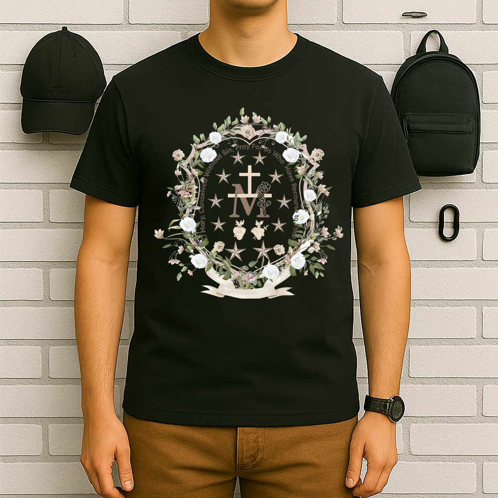 Marian Medal Virgin Mary Marian Cross T-Shirt